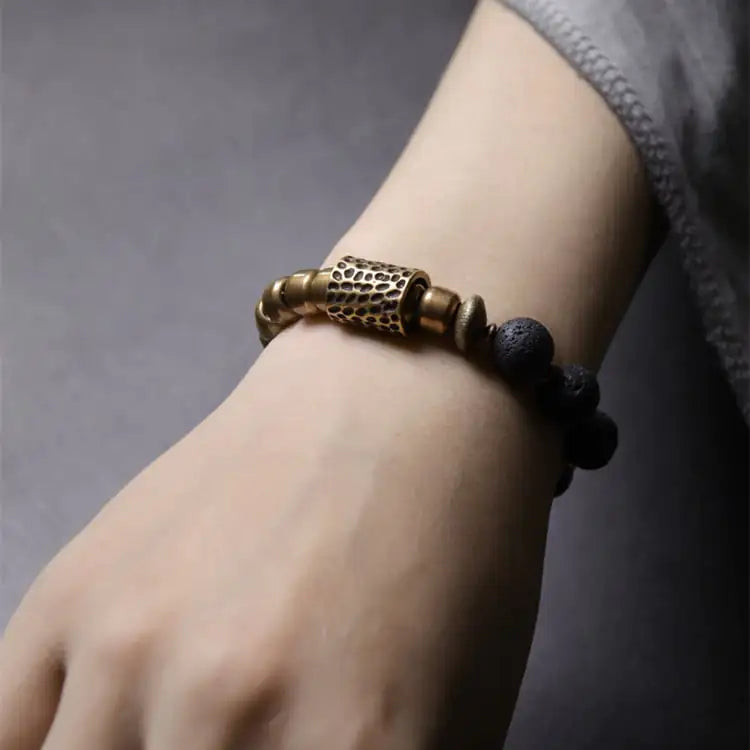 Punk Rock Volcanic Stone Bracelet for Men and Women